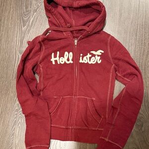 Hollister Burgundy Zip-Up Hoodie